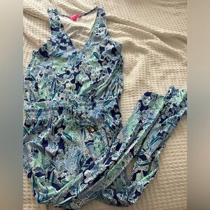 Lilly Pulitzer Paulina racerback jumpsuit royal purple koalafications